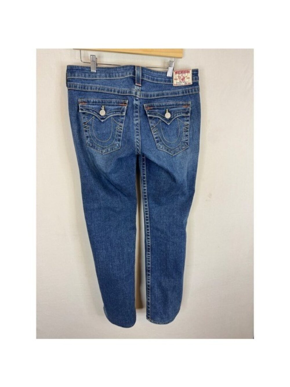 True Religion Straight Leg Jeans Blue Wash Low Rise Women 32X32  USA 10572 - Picture 2 of 12